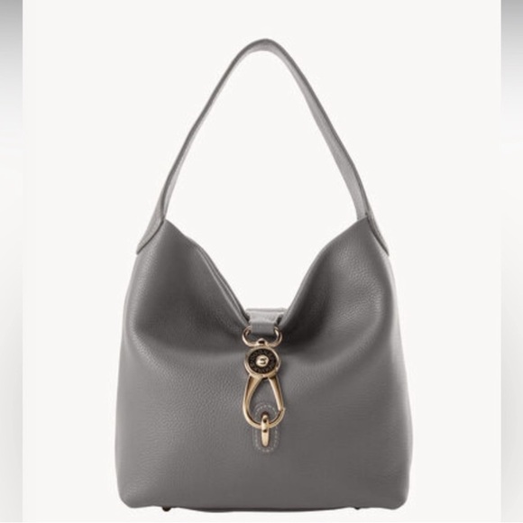 Dooney & Bourke‎ Belvedere Logo Lock Tote Classic Luxury Neutral Soft - Picture 1 of 12